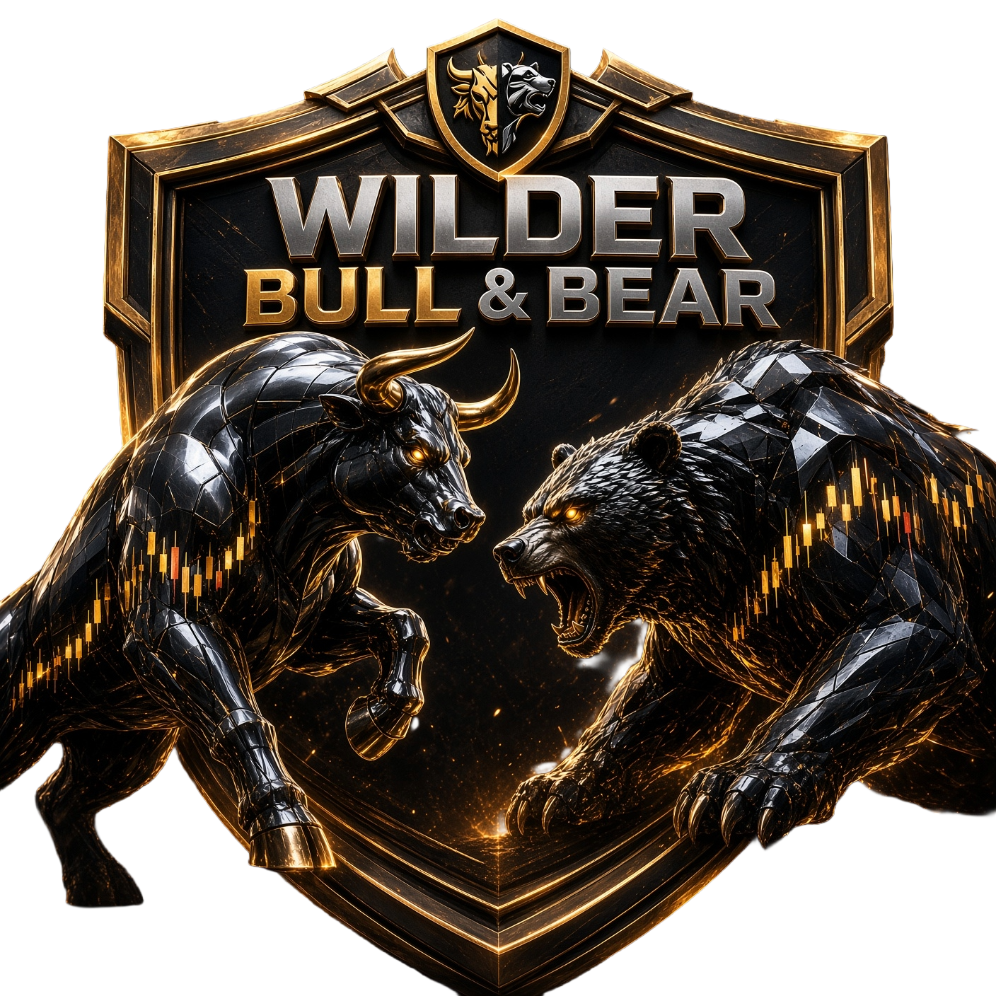 The Wilder Bull and Bear crest — a chrome bull and bear locked head to head beneath the house shield
